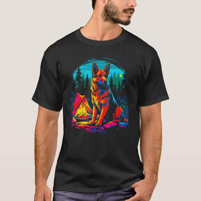 Art German Shepherd Dog Camping T-Shirt (Vorderseite)