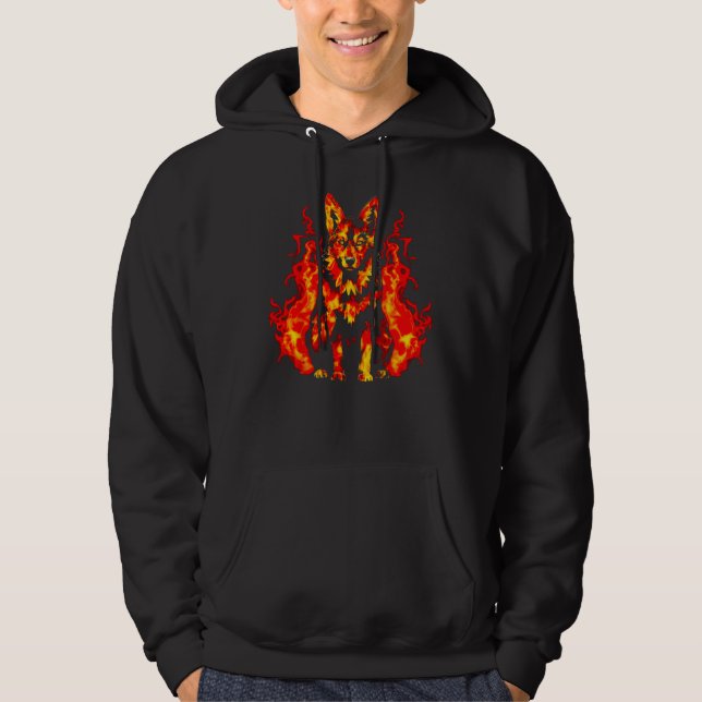 Art German Shepherd Dog Fire Hoodie (Vorderseite)