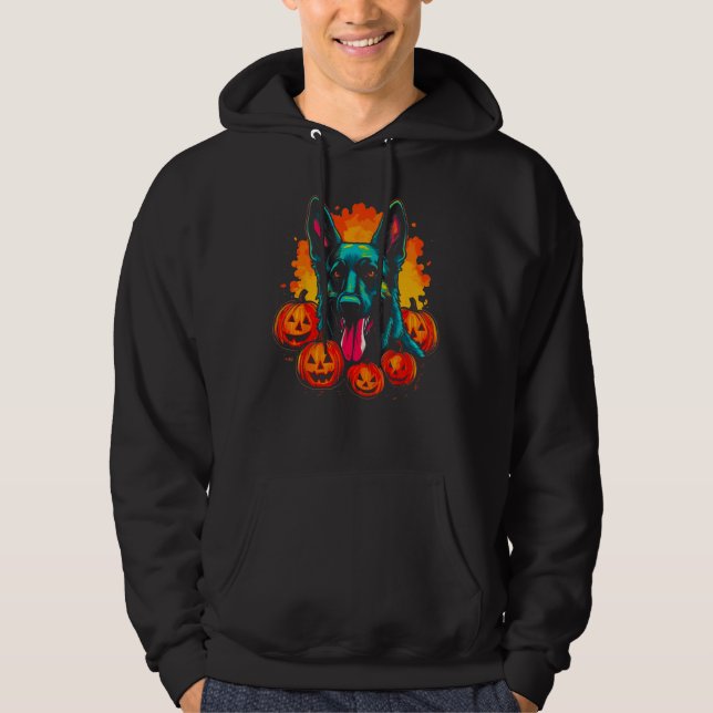 Art German Shepherd Dog Halloween Pumpkin Hoodie (Vorderseite)