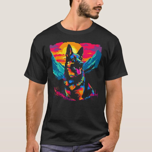 Art German Shepherd Dog Hiking T-Shirt (Vorderseite)
