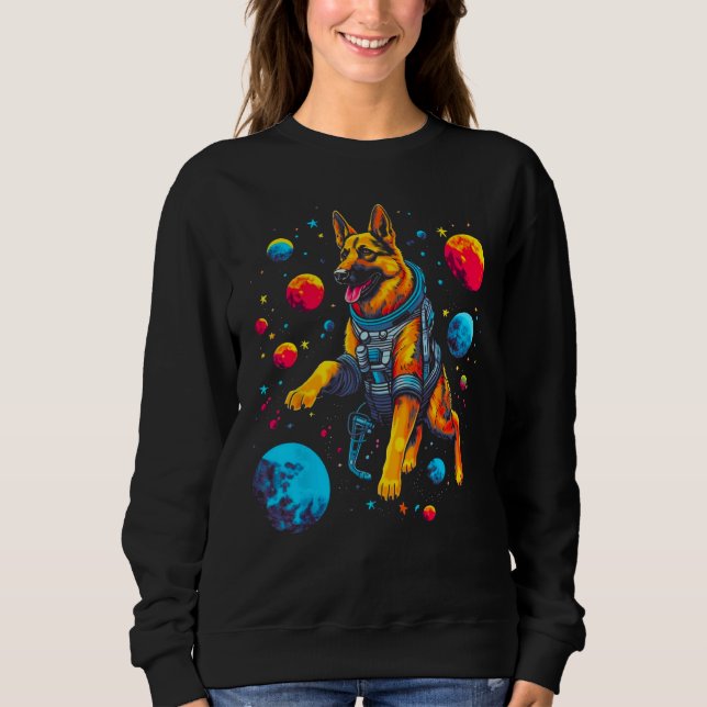 Art German Shepherd Dog Space Planet Sweatshirt (Vorderseite)