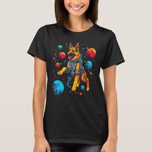 Art German Shepherd Dog Space Planet T-Shirt (Vorderseite)