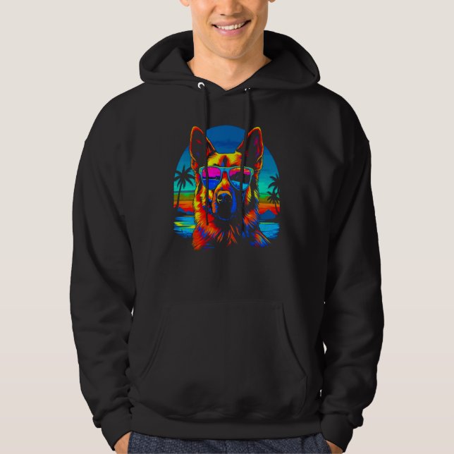 Art German Shepherd Dog Sunglasses Vacation Hoodie (Vorderseite)
