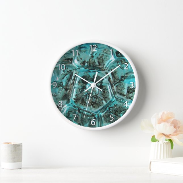 Art Glass Aqua Aquamarin Blue Jewel Luxus - Zahlen Uhr (Zuhause)