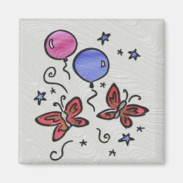 Art Glass Butterfells und Balloons Magnet (Vorne)