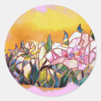 Art Glass Peony Artistic Modern Seal Runder Aufkleber