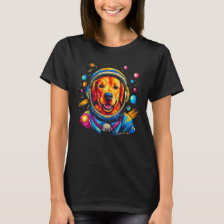 Art Golden Retriever Dog Astronaut T-Shirt