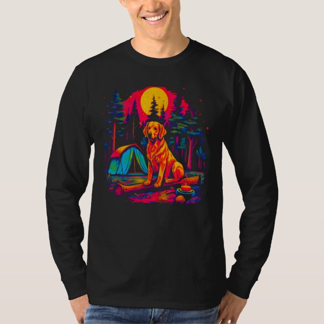 Art Golden Retriever Dog Camping T-Shirt (Vorderseite)