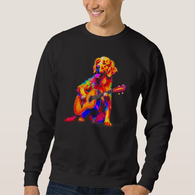 Art Golden Retriever Dog Guitar Sweatshirt (Vorderseite)