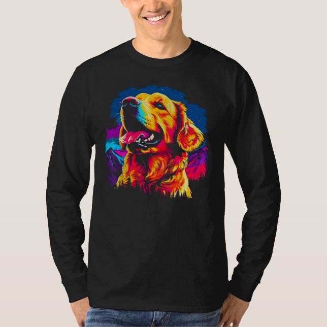 Art Golden Retriever Dog Hiking T-Shirt (Vorderseite)