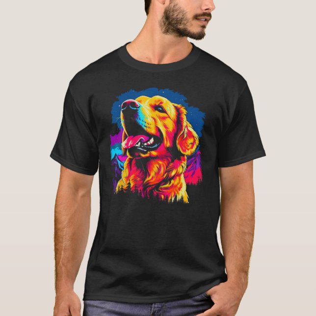 Art Golden Retriever Dog Hiking T-Shirt (Vorderseite)