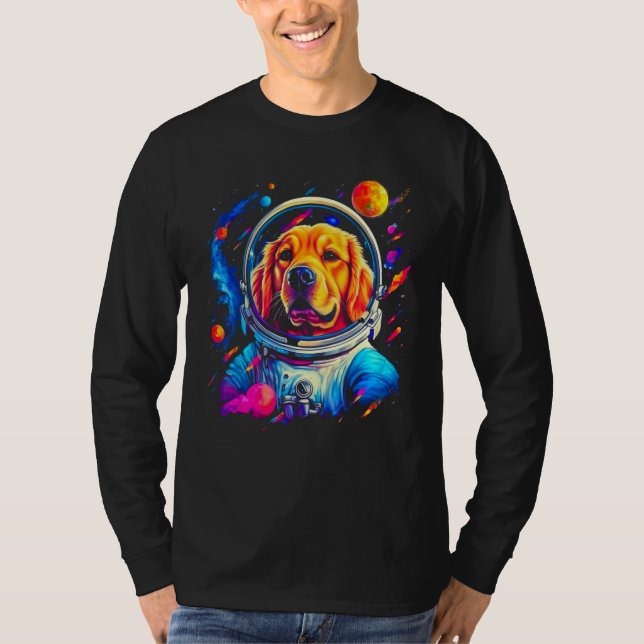 Art Golden Retriever Dog in Space T-Shirt (Vorderseite)
