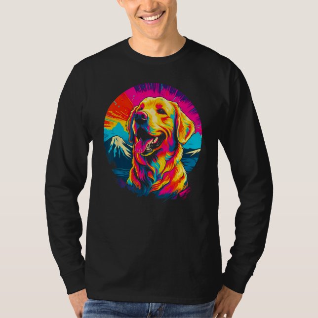 Art Golden Retriever Dog Mountain T-Shirt (Vorderseite)