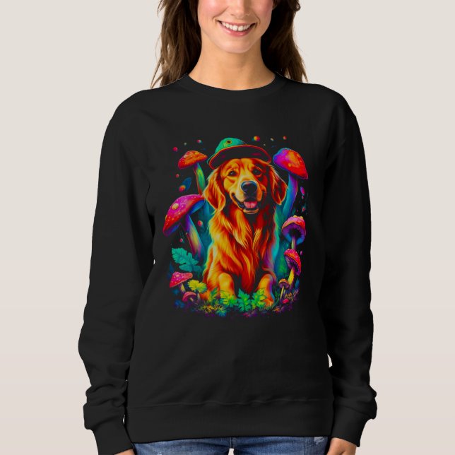 Art Golden Retriever Dog Mushroom Psychedelic Sweatshirt (Vorderseite)