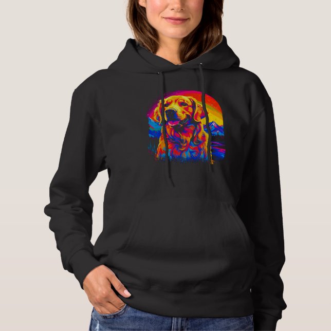 Art Golden Retriever Dog Sunset Hoodie (Vorderseite)