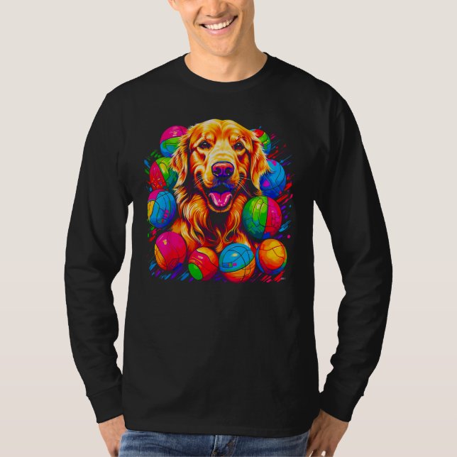 Art Golden Retriever Dog Volleyball T-Shirt (Vorderseite)