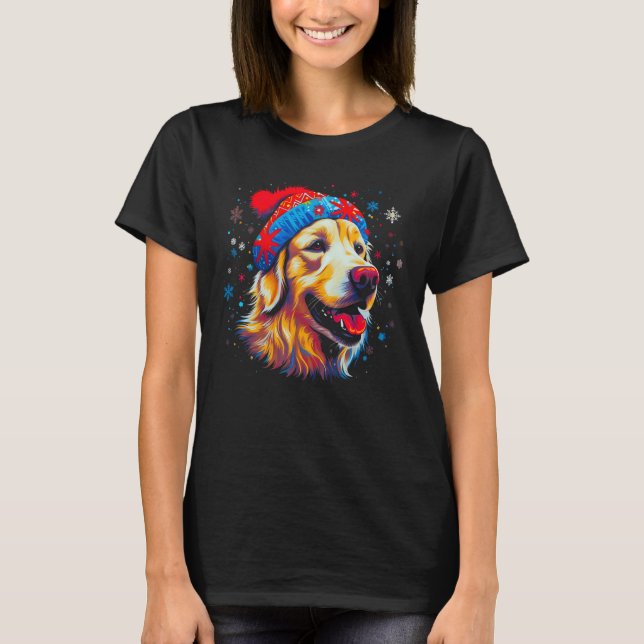 Art Golden Retriever Dog Xmas T-Shirt (Vorderseite)