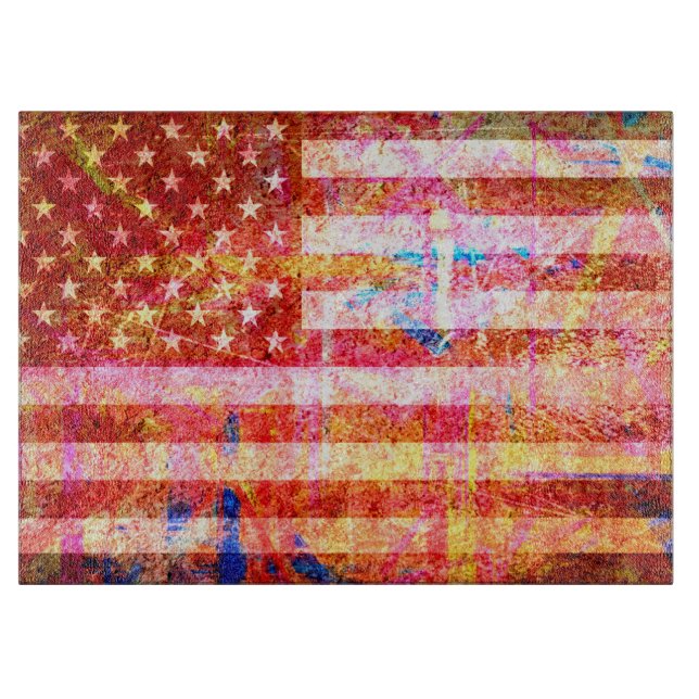 Art Grunge American Flag #3 Schneidebrett (Vorderseite)