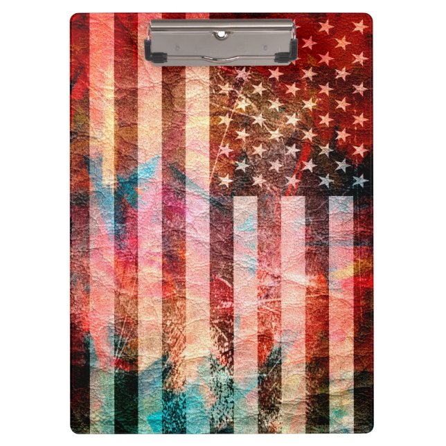 Art Grunge American Flag #6 Klemmbrett (Vorderseite)