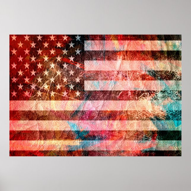 Art Grunge American Flag #6 Poster (Vorne)