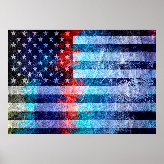 Art Grunge American Flag #7 Poster (Vorne)
