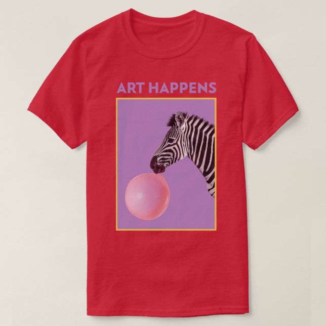 Art Happens Art Zebra Bubble Gum T-Shirt (Design vorne)
