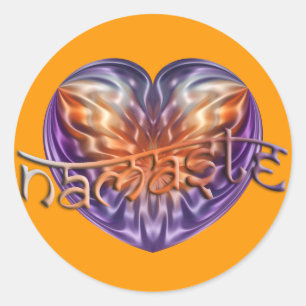 ART Heart NAMASTE orange Runder Aufkleber
