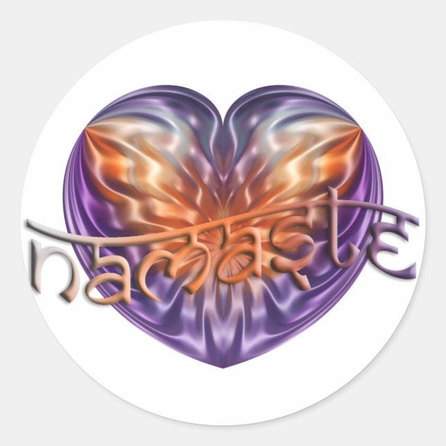 ART Heart NAMASTE Runder Aufkleber (Vorderseite)