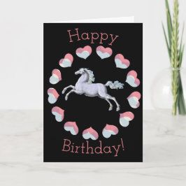 Art Hearts and Horse Niedliche Geburtstag Card Karte