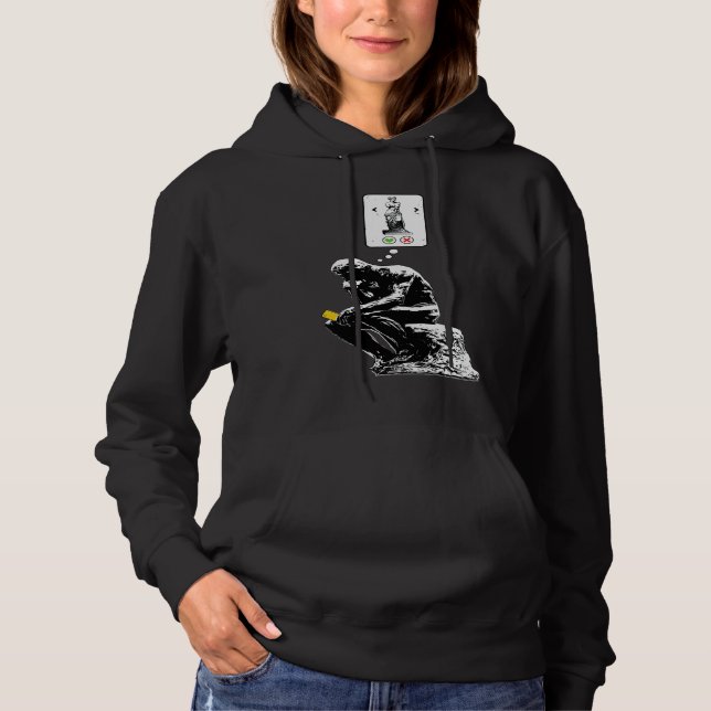 Art History Geek  Rodin Thinker Statue Dating App Hoodie (Vorderseite)