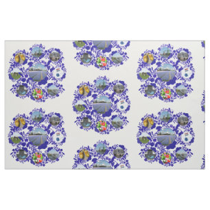 Art-Holland-Bild-Muster Delfts blaues Delftware Stoff