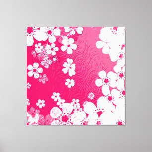Art hot rosa Blumenmuster im Hintergrund Leinwanddruck