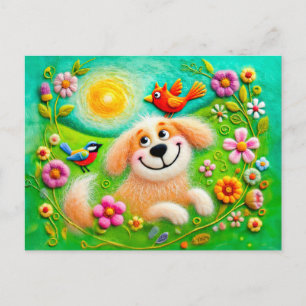 Art Hunde Entspannen in einem farbenfrohen Garten Postkarte