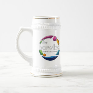 "Art in Motion: Bowling-Logo für Rundrasen, Bierglas