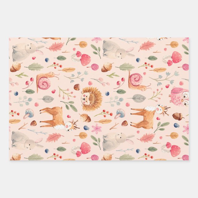 Art in rosa Wrapping Paper Flat Sheet Set 3 Geschenkpapier Set (Vorderseite)