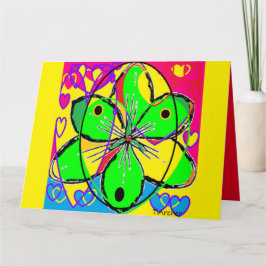 Art inspiriert gelbe rosa grüne Blätter Karte