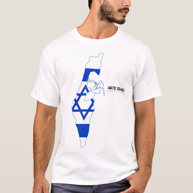Art Israel Map of Israel With Shofar T-Shirt (Vorderseite)