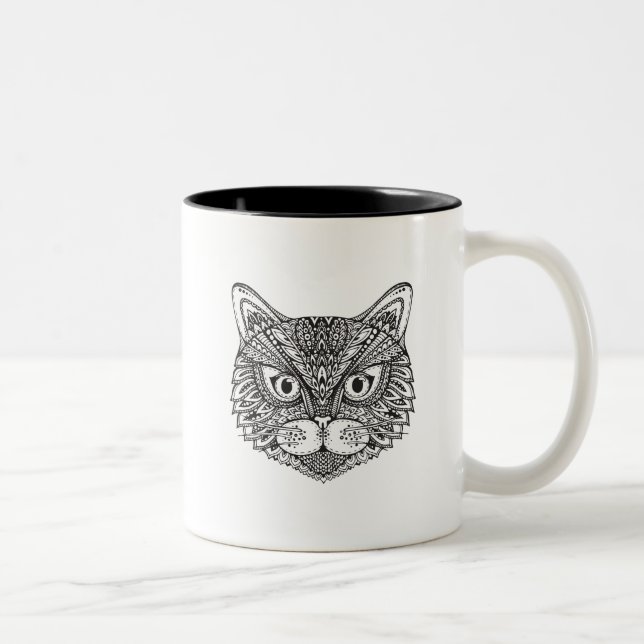 Art-Katze Zweifarbige Tasse (Rechts)