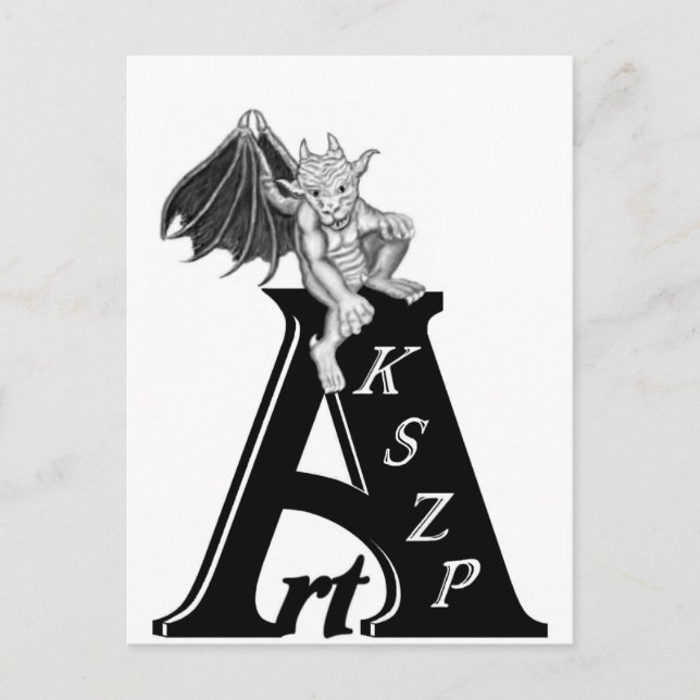 Art KSZP Logo mit Golem Gargoyle Postkarte (Vorderseite)