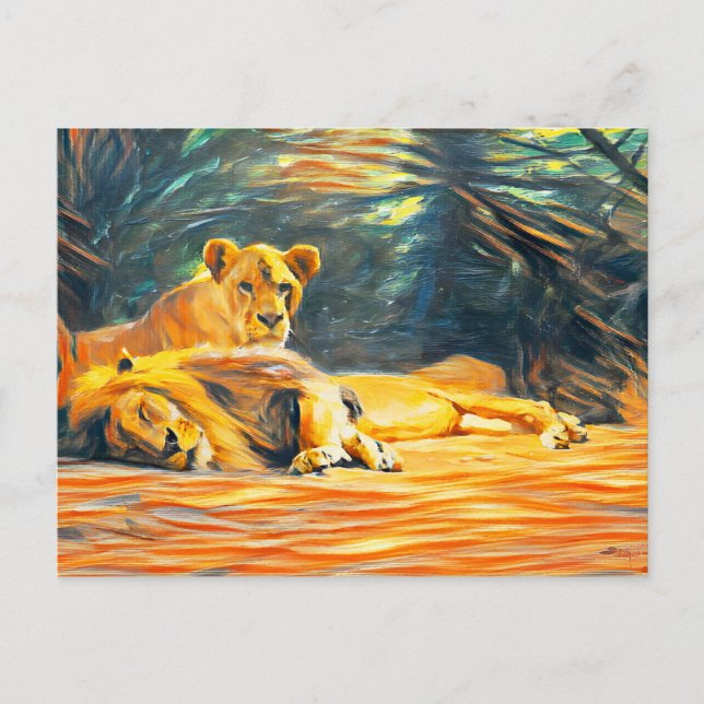 Art-Lion-Malerei Postkarte (Vorderseite)