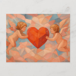 Art Lover Expressionist Cherubs Valentine Postcard Feiertagspostkarte