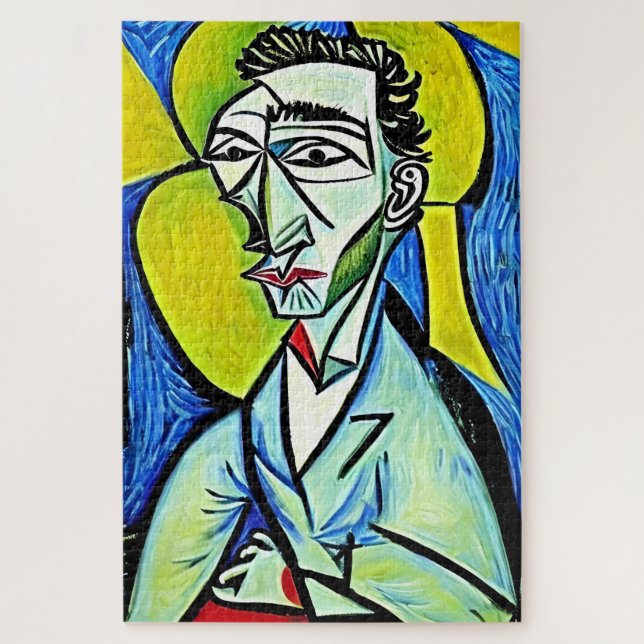 ART MAN blau gelb leuchtend lebendiger Landsmann a Puzzle (Vertikal)