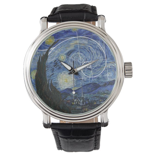 Art Meets Math, Van Gogh trifft Fibonacci Card Armbanduhr (Vorderseite)