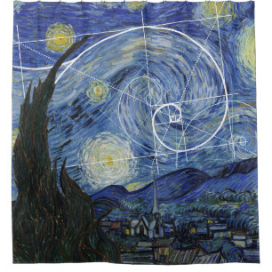 Art Meets Math, Van Gogh trifft Fibonacci Card Duschvorhang