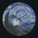 Art Meets Math, Van Gogh trifft Fibonacci Card Große Wanduhr<br><div class="desc">Vincent van Gogh trifft Leonardo Fibonacci. Fibonacci-Spirale überlagerte Elemente von van Gogh's berühmtem Gemälde.</div>