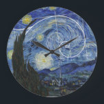 Art Meets Math, Van Gogh trifft Fibonacci Card Große Wanduhr<br><div class="desc">Vincent van Gogh trifft Leonardo Fibonacci. Fibonacci-Spirale überlagerte Elemente von van Gogh's berühmtem Gemälde.</div>