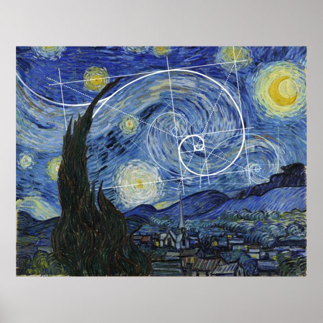 Art Meets Mathe, Van Gogh trifft Fibonacci Poster (Vorne)