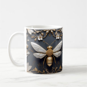 Art Nature Honeybee Gold Floral Design Kaffeetasse