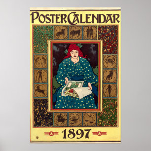 Art Nouveau 1897 Calendar Cover von Louis Rhead Poster