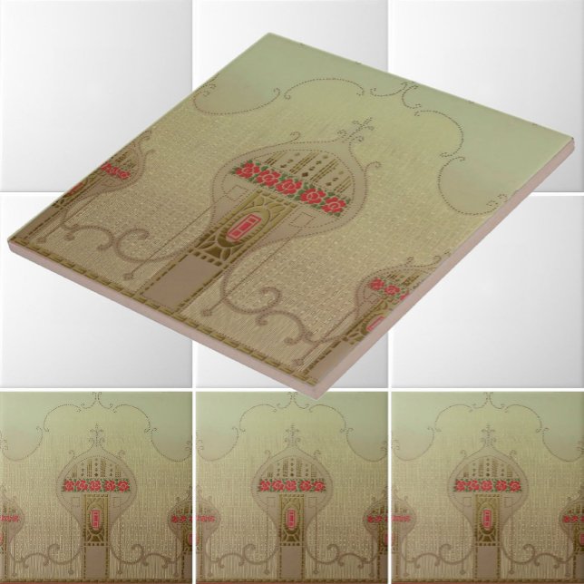 Art Nouveau 1915 Mission Style Floral Frieze Fliese (Von Creator hochgeladen)